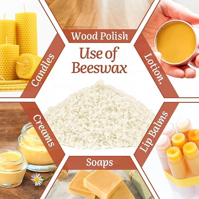 Natural White Beeswax Granules (5-Pound) | Unrefined Pure Material for DIY Projects | Candle Making, Skin Care, Lip Balm, Soap Base | Organic Beeswax Pellets