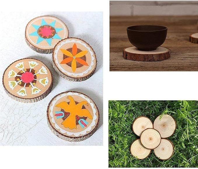 William Craft Unfinished Natural Wood Slices 20 Pcs 2.75-3.1 inch Wood Coaster Pieces Craft Wood kit Circles Crafts Christmas Ornaments DIY Crafts with Bark for Crafts Rustic Wedding Decorationbirch