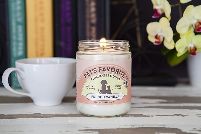 Pet's Favorite French Vanilla Candles for Home, Clean Burning, Long Lasting Pet Friendly Candles with a Natural Fiber Wick and 70 Hour Burn TIme, Pack of 2