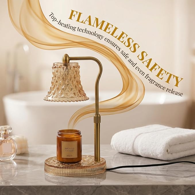 Candle Warmer Lamp with Timer, Candle Warmer Lamp with Timer Dimmable, Wax Melt Warmer with 2 Bulbs for Scented Jar, House Warming Gifts New Home Room Decor
