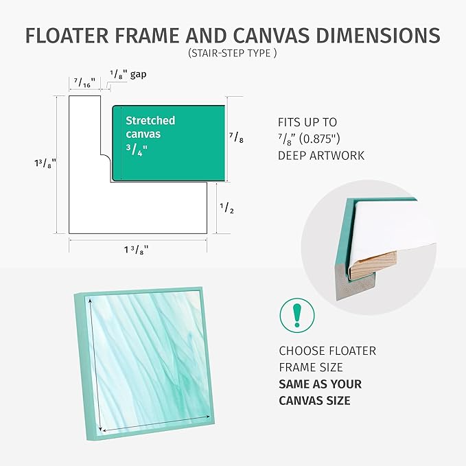 Pixy Canvas Floater Frame 45x45 for 3/4 (0.75) inch Deep Canvas Paintings/Canvas Prints/Wood Canvas Panels/Wall Art/Wall Decor/Home Decor/Artwork (Scratched Gold & Cream, 45 x 45 inch, Square)
