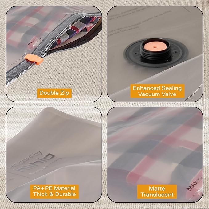 Rechargeable Wireless Pump Travel Vacuum Bags for Luggage, 9 Pack Portable Storage Bags for Travel and Home, Compression Packing Seal for Clothing, Clothes, Blankets, Suitcase