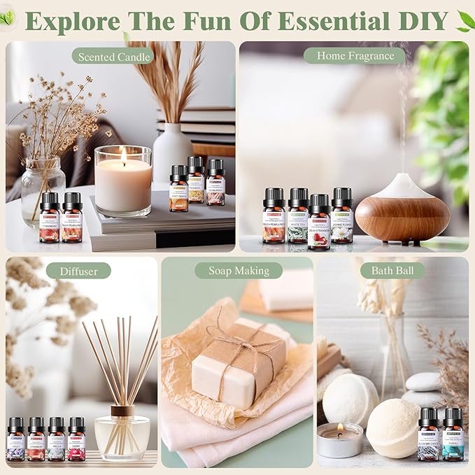 42 Pcs Essential Oil Set for Diffuser 10ml Each Fragrance Oil for Candle Making, Soap Making, Aromatherapy, Humidifiers (Classic)