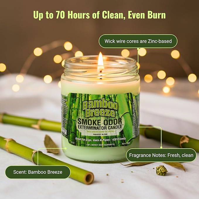 Smoke Odor Exterminator 13oz Jar Candle, Bamboo Breeze