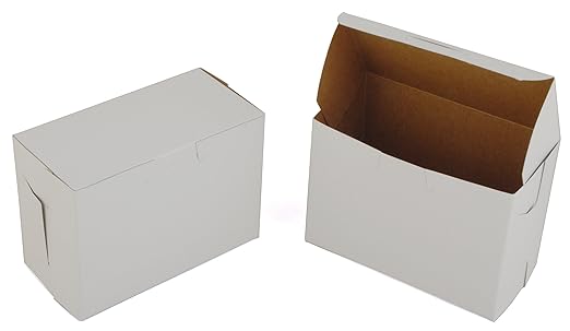 Southern Champion Tray 0904 Premium Clay Coated Kraft Paperboard White Non-Window Lock Corner Bakery Box, 5-1/2" Length x 2-3/4" Width x 4" Height (Case of 250)