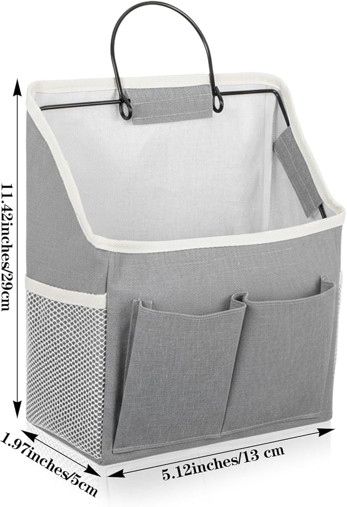 Wall Hanging Storage Bag Cotton Linen Hanging Storage Basket with Pockets Over the Door Organizer Wall File Organizers Desktop Organizer Basket For Kitchen Bedroom Bathroom Office Camper