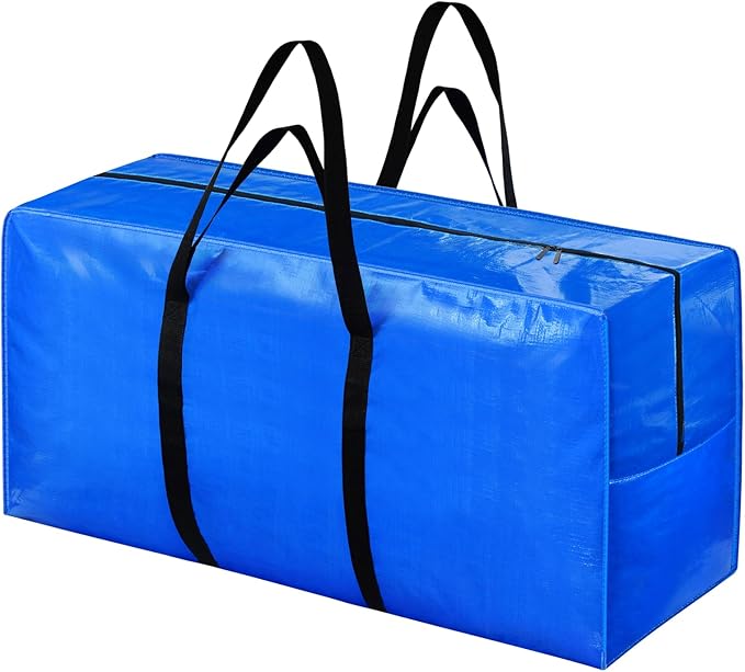 155 Gallon Extra Large Storage Bags, Zippered Outdoor Cushion Furniture Storage Bag with Handles,Jumbo Large Moving Bags Heavy Duty, Christmas Tree Bag, 60x30x20 inch - 1PACK