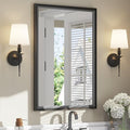 USHOWER Black Bathroom Mirrors for Over Sink 24x36 Inch, Metal Framed Rectangle Vanity Mirror for Wall, Bedroom, Living Room, Entryway, Farmhouse, Anti-Rust, HD Tempered Glass, Horizontal/Vertical