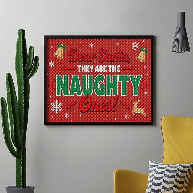 AIVKIEJK Diamond Painting Kits for Adults - Christmas Dear Santa, They are The Naughty Ones Painting DIY 5D Full Drill Diamond Dots Paintings with Diamonds Gem Art and Crafts Home Decor 16"x20"