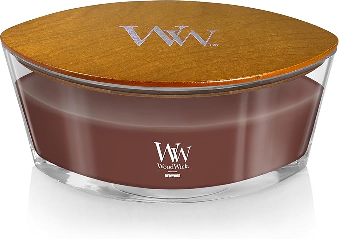 WoodWick Redwood Holiday Candle Gifts for Women and Men, 16 oz Ellipse Candle with Crackling Wick