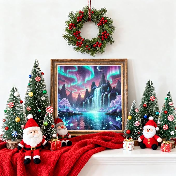 VIGEGU Diamond Art Kits for Adult,Aurora Scenery Diamond Painting for Beginnger, Waterfall 5D DIY Full Drill Rhinestone Diamond Dots Gem Painting Home Wall Decor 13.7x13.7 in