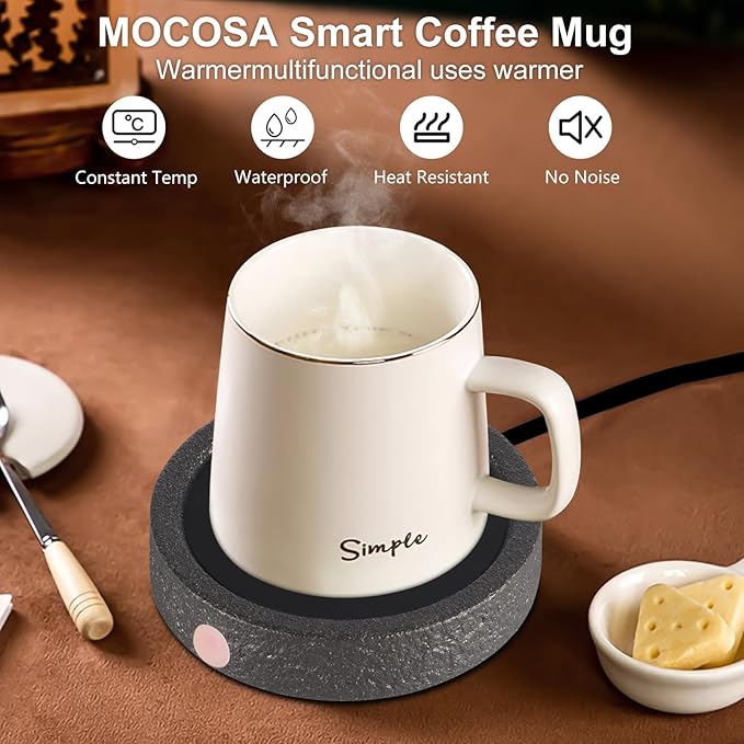 MOCOSA Candle Warmer Plate,Coffee Mug Warmer for Desk, Electric Candle Warmer for Home Office, Fragrance and Heating Cup Warmers for Tea and Milk, Hot Chocolate as Gifts for Women Mom（Black-No Cup）