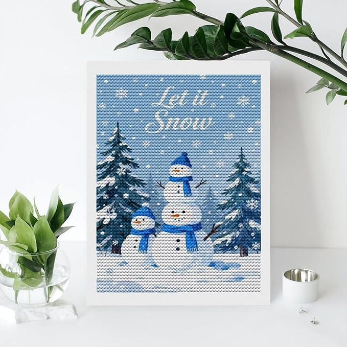 AIVKIEJK Diamond Painting Kits for Adults - Merry Christmas Snowman Winter Painting DIY 5D Full Drill Diamond Dots Paintings with Diamonds Gem Art and Crafts Home Decor 12"x16"