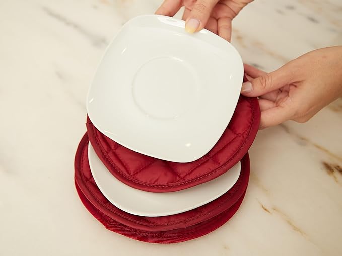 Covermates Keepsakes Quilted Dish Dividers – Set of Padded Plate Protectors for China & Dinnerware Storage, Scratch Protection, Machine Washable, Red