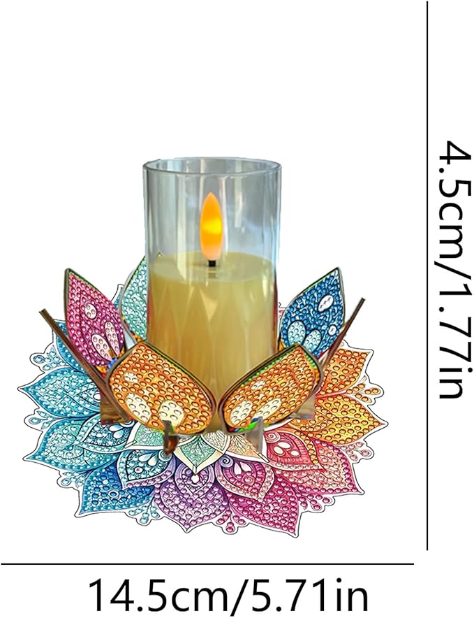 5D DIY Diamond Art Painting PVC Flower Candle Holders Tealight/Tea Light/Votive Candle Holder, for Table Centerpiece Home Décor Party Wedding Dinning-Flower-3