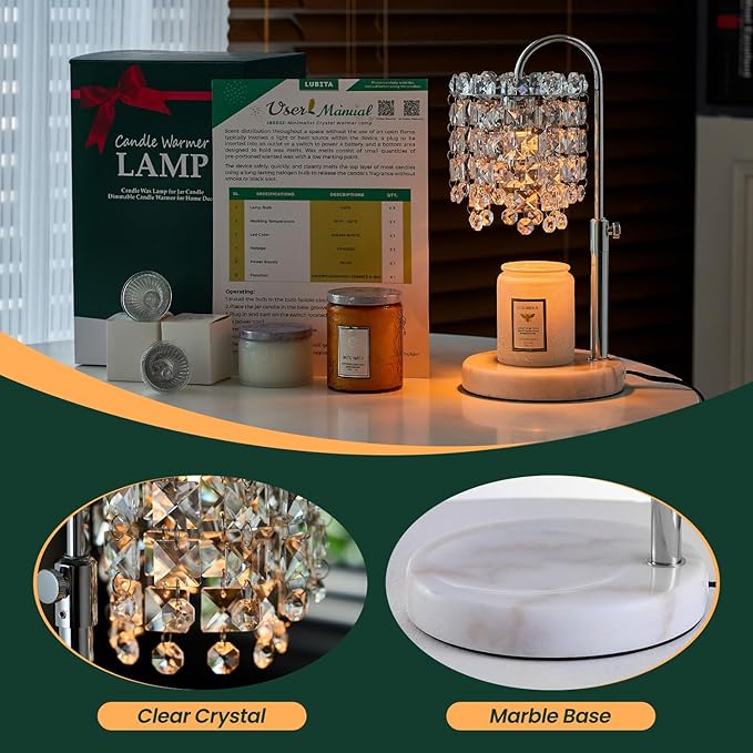 Candle Warmer Lamp with Timer Dimmer Adjustable Height for New Home Bedroom,Vintage Home Decor for Scented JaR 3 Bulbs for New Home Decor, Women Mom Christmas Birthday Gifts, Silver (Silver)