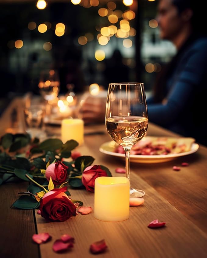 Homemory 12PCS Auto Timer Flameless Votive Candles, Flickering Battery Operated LED Tealight Candles, Realistic Electric Fake Tealight Candles for Wedding, Table, Outdoor(Battery Included)
