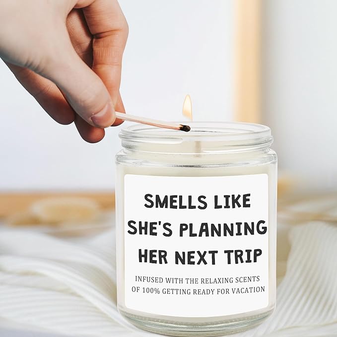Travel Gifts for Women, Unique Gift for Travelers - Cool Ideas for People Who Travel, Funny Birthday Christmas Vacation Trip Candles for Woman Couple Friend