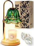 Flower Candle Warmer Lamp with Timer Dimmable Green, Adjustable Height Candle Warming Light, Wax Melt Warmer Candle Lamp for Jar Candles, Mothers Day Birthday Housewarming Gifts for Women Mom