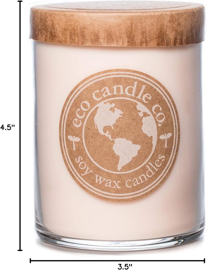 ECO CANDLE CO. Recycled Candle, Gardenia & Guava, 18 oz. Double Wick - Scents of Gardenia, Jasmine, Guava, & Tropical Greens - 100% Soy Wax, No Lead, Kraft Paper Label & Lid, Hand Made