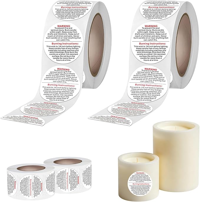 Candle Warning Labels: 2000PCS Candle Wick Stickers 1 Inch Small Candles Jars Safety Stickers Warning Labels for Candles Making Supplies