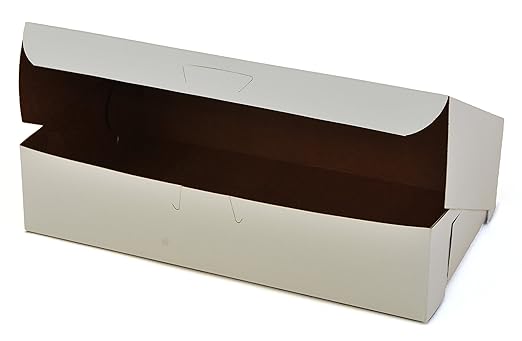 Southern Champion Tray 0967 Premium Clay Coated Kraft Paperboard White Non-Window Lock Corner Bakery Box, 10" Length x 6" Width x 2-1/4" Height (Case of 250)