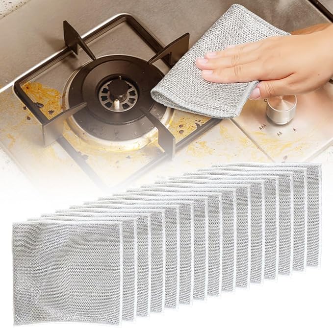 Pousbo Multipurpose Wire Dishwashing Rags, 2024 New Metal Wire Dishwashing Cloths Towels Scrubs Cleans, Premium Scrubbing Wire Dishwashing Rags Non-Scratch Wire Dishcloth for Dishes, Sinks (20)