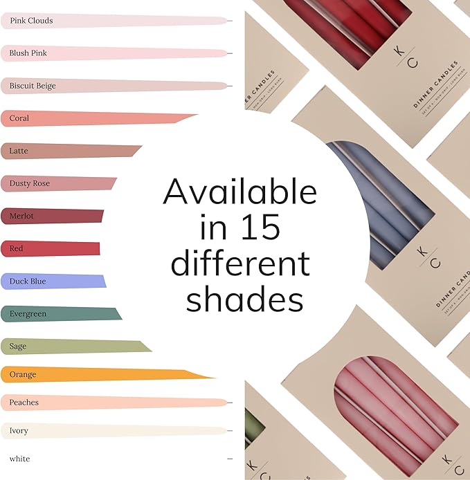 Tapered Dinner Candles - Soy & Paraffin Blend, Dinner Candles with Long-Lasting 7-Hour Burn for Stylish Homes - Candle in Curated Colors Ideal Gift for Hosts, Brides & Event Planners-Dusty Rose