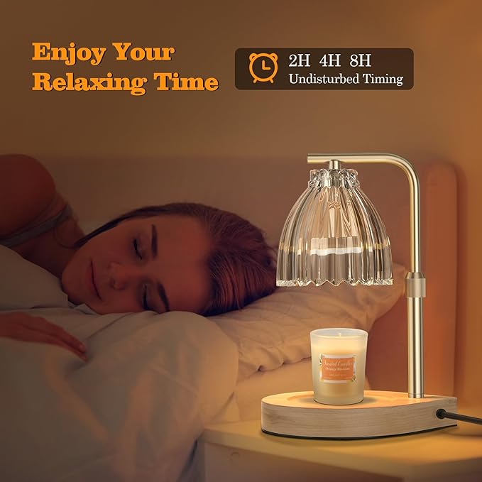 Birthday Gifts for Women Candle Warmer Lamp with Adjustable Height, Timer & Dimmer, Birthday Gifts for Women, Elegant Gift Box & Greeting Card, Candle Lamp with 2 Bulbs for Home Decor/Bedroom/Office