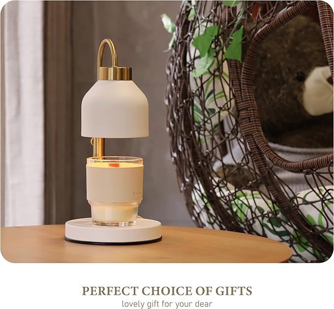 AIKUT Candle Warmer Lamp, with 2 Bulbs,Timer & Dimmer,Compatible with Large Yankee Candle Jars,3 Wick Candles,Height Adjustable Electric Top Candle Melter,White,110-120v