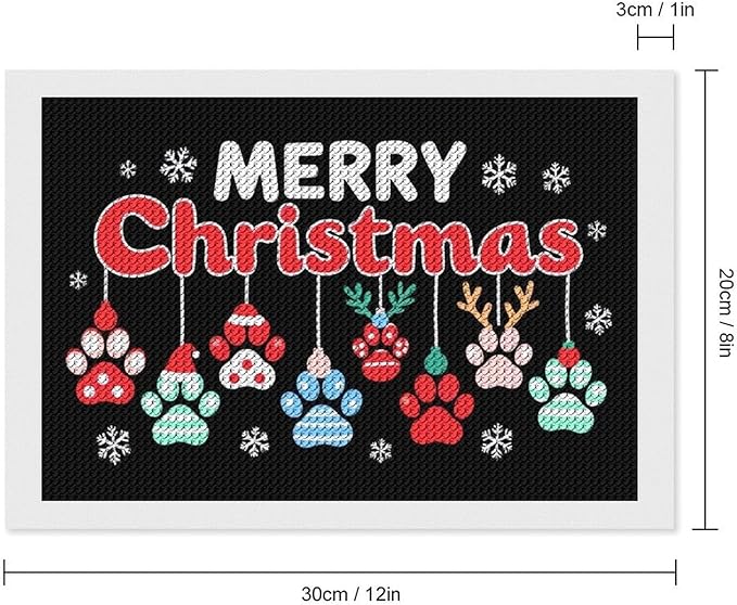 AIVKIEJK Diamond Painting Kits for Adults - Merry Christmas Paw Painting DIY 5D Full Drill Diamond Dots Paintings with Diamonds Gem Art and Crafts Home Decor 8"x12"
