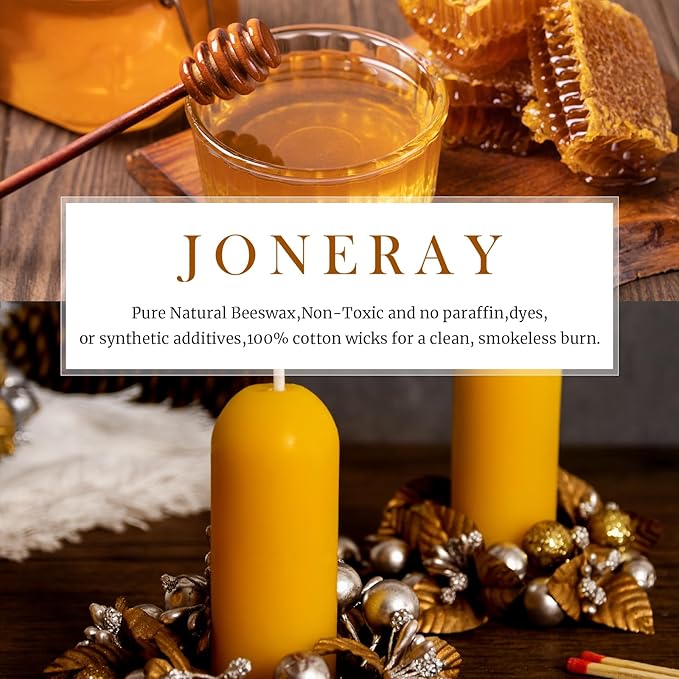 32Packs Natural Beeswax Pillar Candles-8 Hour Clean Burning,1.3 x 3.5 inch Small Unscented Candles，Smokeless Bees Wax Candles for Emergency,Home Decor,Wedding