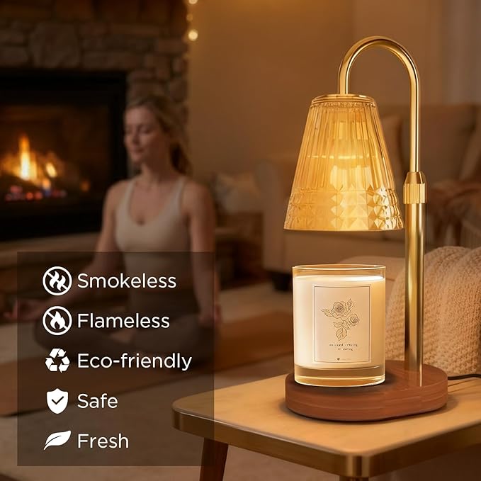 Candle Warmer Lamp with Timer, Dimmable Electric Wax Melter with Adjustable Height, Eco-friendly Scented Candle Lamp for Gifts, Safe and Smoke-Free, Ideal for Moms and Friends, Perfect for Home Décor
