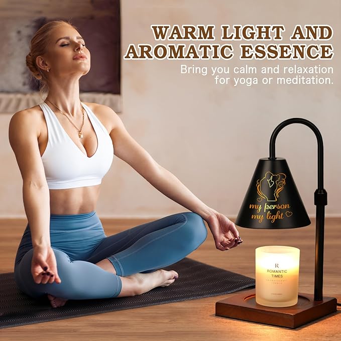Funistree Candle Warmer Lamp with Timer Dimmable, Anniversary Birthday Wedding Gifts for Women Men Couple, Adiustable Height Candle Warmer Black Candle Lamp