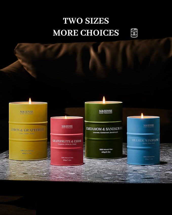 M&SENSE Lilac Blossom Soy Candles for Home Scented, 21.2oz 120 Hour Long Burning Large Aromatherapy Candle for Stress Relief Meditation Yoga Relaxing SPA, Housewarming Gifts for Women