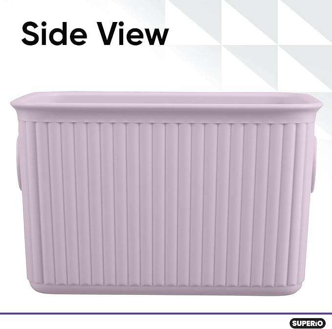 Superio Decorative Plastic Basket Open Home Storage Bins Organizer Baskets, Small, Lilac (8 Pack) Container Boxes for Organizing Closet Storage Bins for Shelves Drawer Shelf, 1.5 Liter