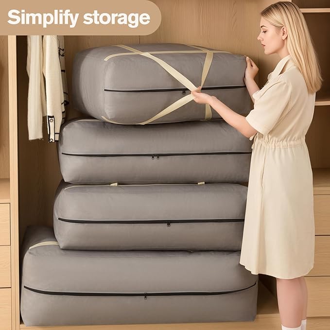 3 Pack 150L Extra Large Moving Bags with Zippers & Carrying Handles, Heavy-Duty Storage Tote Moving Boxes for Space Saving(brown, 3Pack*150L)