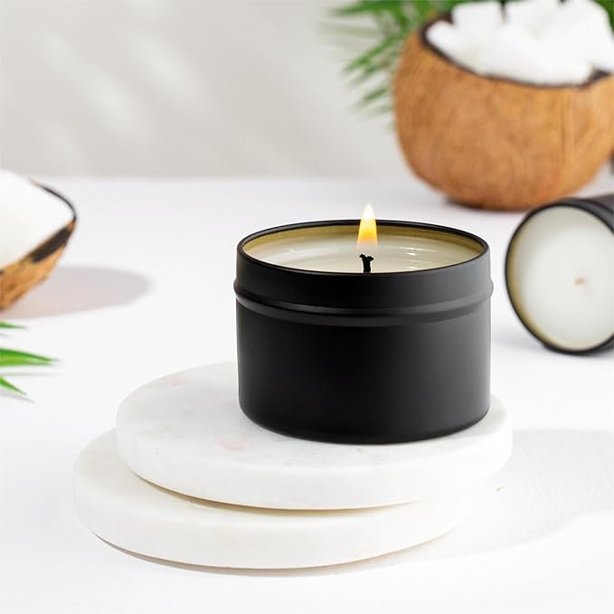 Aroparc Candle Tins 8oz, 24 Piece, Bulk Containers for Candle Making Jars with Lids - Black