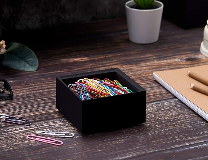 Bostitch Office Konnect Desk Organizer Accessory Tray & Storage Cup Bundle, Stacks for Desktop Storage,Makeup Organization, Black