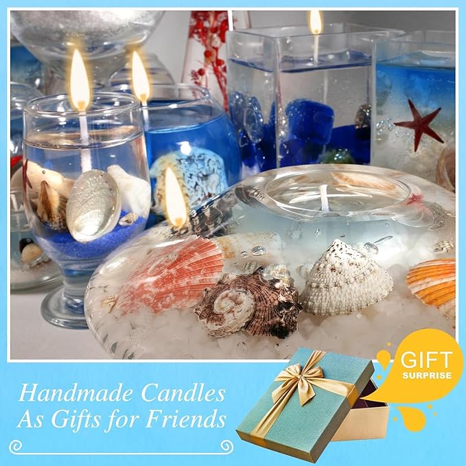 2.2 lb Clear Gel Wax for Candle Making, Colored Gel Wax High Density Jelly Candle with 5 Color Dye, Wick and Stickers Kit for DIY Candles Making