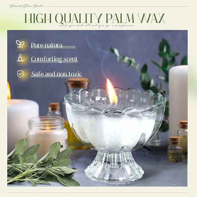 MTLEE Pearled Candle 2.2 lb Sand Wax Scented Sand Candle Kit with Gift Box 50 Wicks Refillable Jar White Beaded Wax Gift Set for Friends Mother Lover Women Family(Sage)