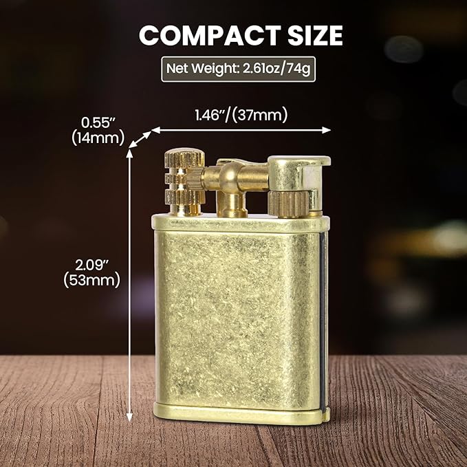 CHOICEDC Vintage Trench Lighter, Permanent Match, Cool Pipe Lighter, Unique Metal Lighters, Antique Kerosene Lighters Fluid Refillable, Reusable Waterproof Forever Matches, Gifts for Men, No Fuel