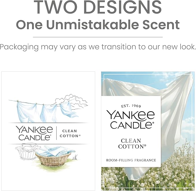 Yankee Candle Medium Pillar Scented Candle with up to 115 Hour Burn Time, Premium Plant Wax Blend for Consistent Burn, 14.25 oz Pillar Candle with Room Filling Fragrance, Clean Cotton