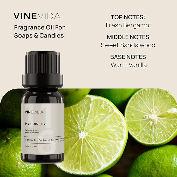 VINEVIDA [10 ml] Mahogany Woods; Fragrance Oil for Candle Making and Soap Making - Premium Candle Scents for Soy Candles