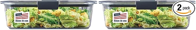 Rubbermaid Brilliance Food Storage Container, Large, 9.6 Cup | Clear | Pack of 2