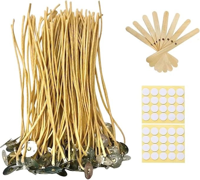 200 PCS 8 inch Hemp Candle Wicks kit, 2.5mm Beeswax Candle Wicks for DIY Bulk Natural Candle Wicks for Beeswax Candle Making Beeswax Wicks for Candles Organic Hemp Wicks for Candle Making