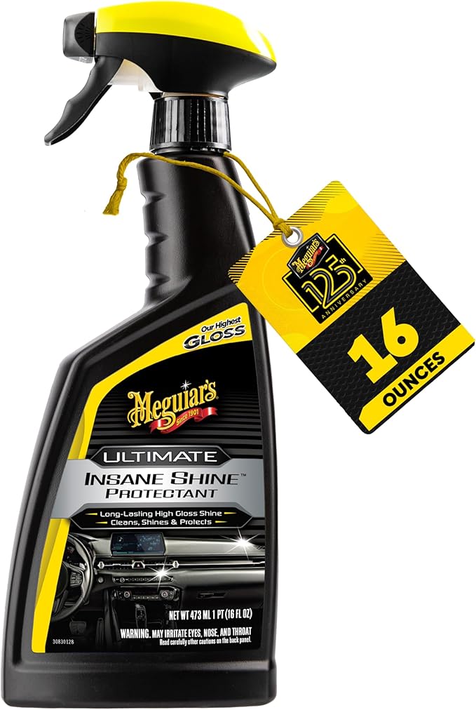 Meguiar's G220216 Ultimate Insane Shine Protectant, Car Cleaning Spray That Creates a Lasting and Glossy Shine, Auto Care Product Safe for Exterior and Interior Surfaces, 16 Oz
