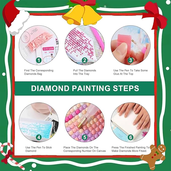 cviokrdu Christmas Diamond Art Kits for Adults, Gnome Diamond Painting Kits for Adults, Christmas Round 5D Gem Painting Kit Arts for DIY Crafts Gift Home Wall Decor 14x14inch