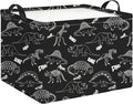 Rectangle Storage Basket with Handles,Collapsible Storage Bin,Books Box,Gift Basket(Black Line Dinosaur)