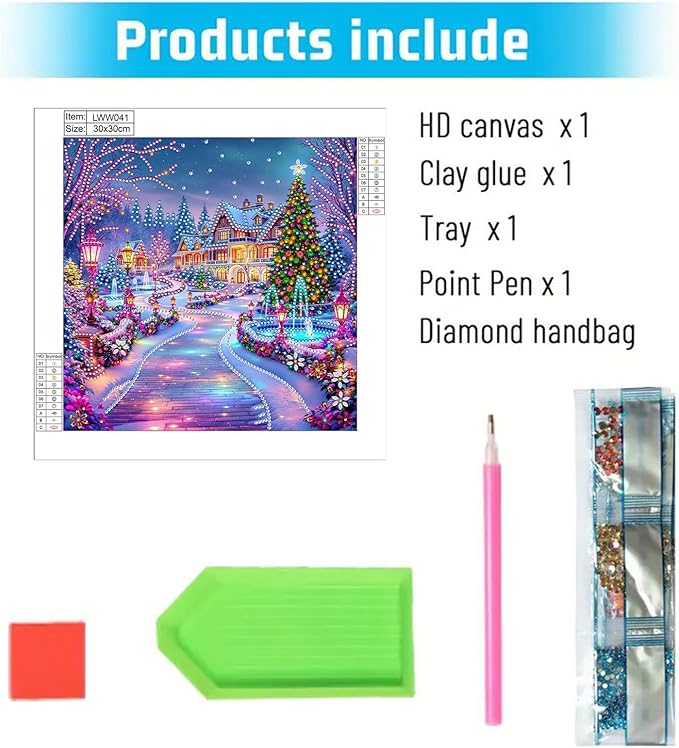 5D Christmas House Special Shape Diamond Art Kits for Beginners, Christmas Winter Theme Diamonds Painting Kits for Adults,DIY Crystal Rhinestones Diamond Paintings for Home Wall Decor 12×12Inch
